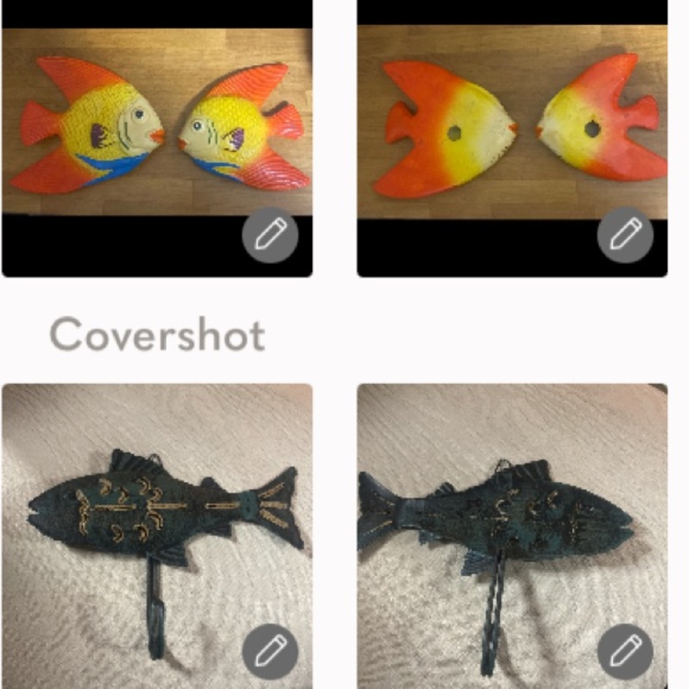 Fish Decor x2 - Artist made 6” + 7 X 5.25 wall hook🐠🐟